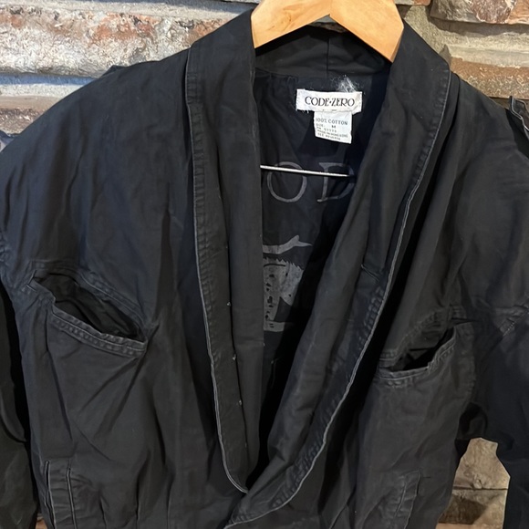 Vintage Code Zero Black Cotton Bomber Jacket Two Button Blazer Style - Picture 3 of 9